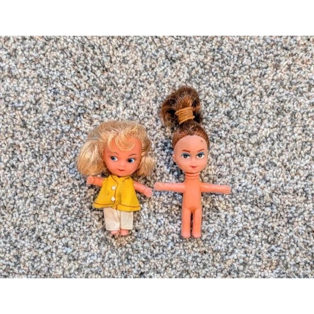 Vintage 1960s Hong Kong Pocket Dolls Lot of 2 - 3 Inch